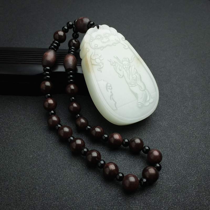 天然山料俏色和田玉指日高升吊坠-红掌柜