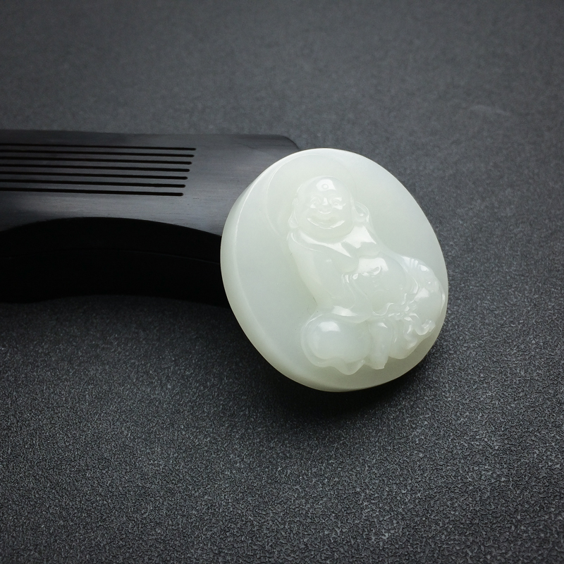 天然山料和田白玉佛吊坠-红掌柜