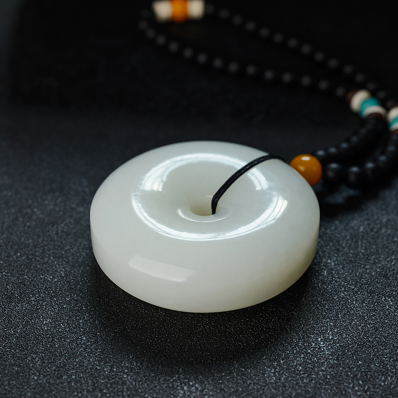 俄罗斯和田白玉平安扣 - 红掌柜