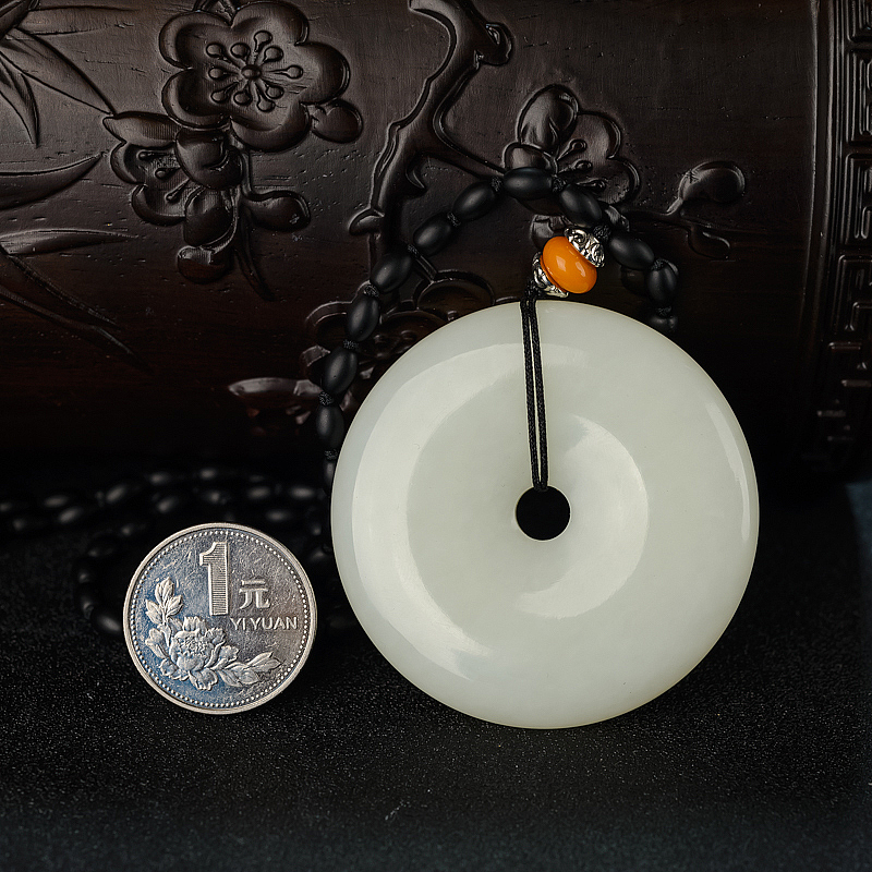 天然和田青白玉平安扣吊坠 - 红掌柜