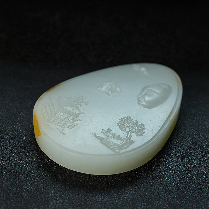 俄罗斯和田青白玉佛光普照吊坠 - 红掌柜