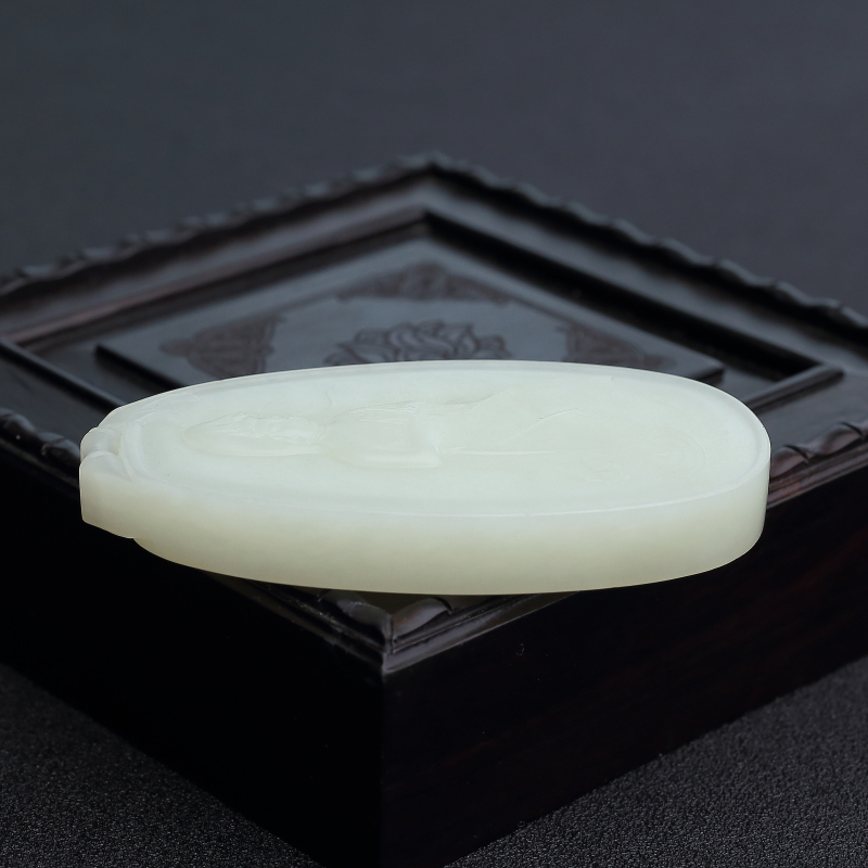 俄罗斯和田青白玉观音吊坠 - 红掌柜