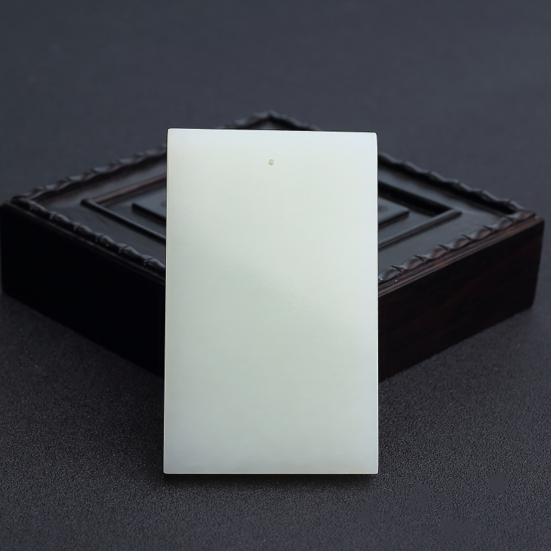 俄罗斯天然和田青白玉平安无事牌吊坠 - 红掌柜