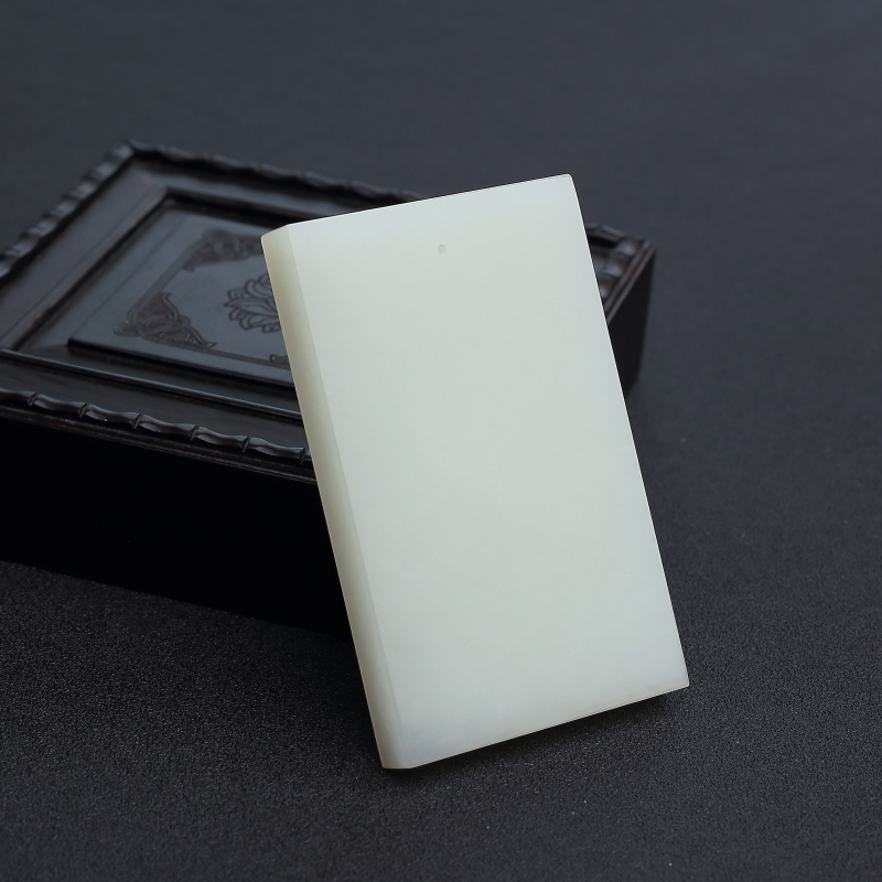 天然和田青白玉平安无事牌吊坠 - 红掌柜