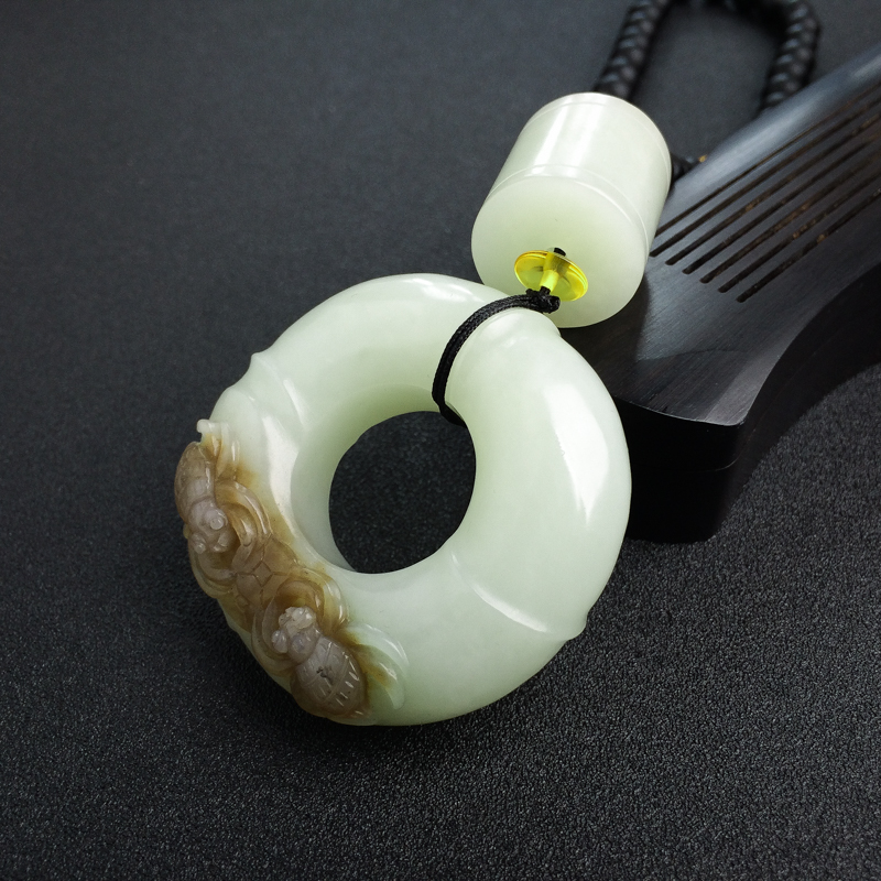 俏色和田玉蜘蛛扣 - 红掌柜