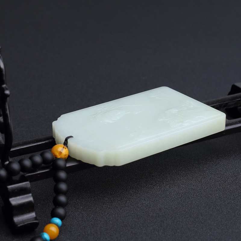 天然和田青白玉观音手把件 - 红掌柜