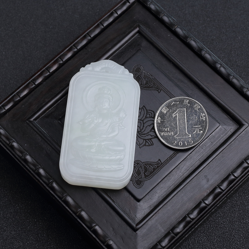 天然和田白玉菩萨吊坠 - 红掌柜