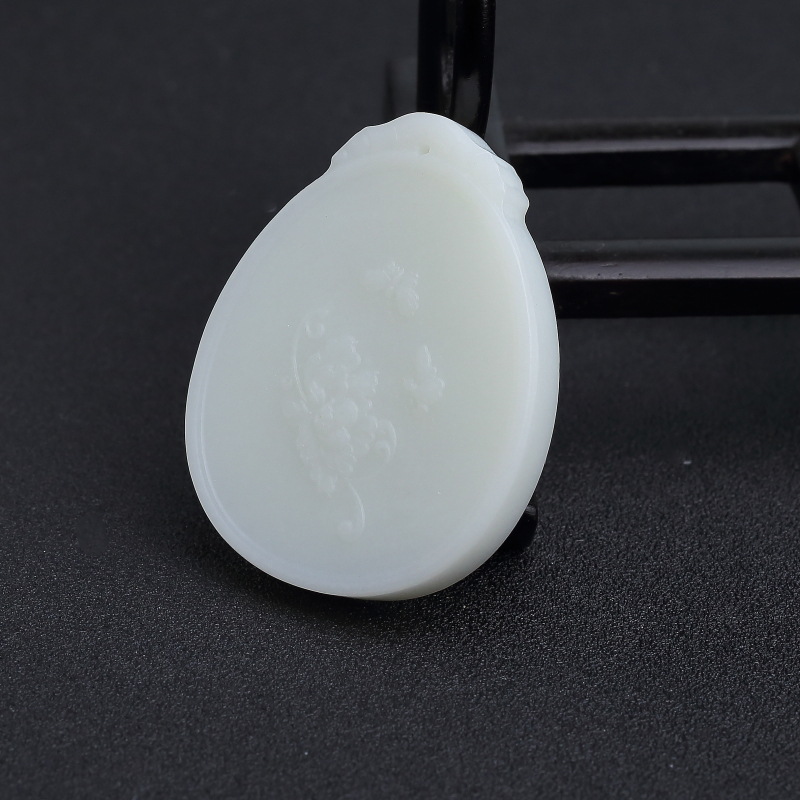 天然和田白玉蝶恋花吊坠 - 红掌柜