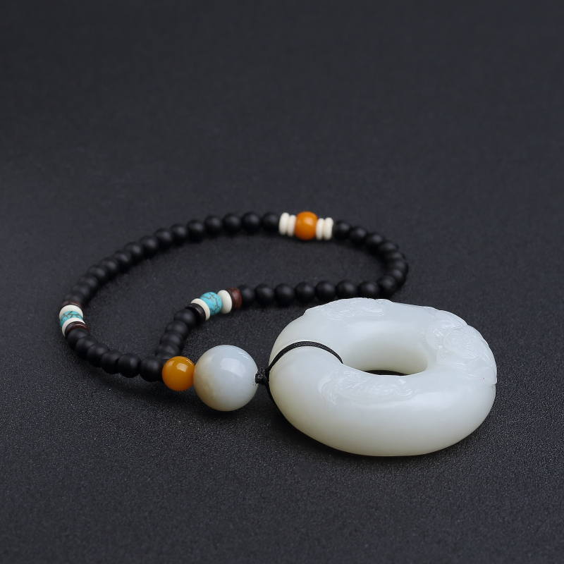 俄罗斯和田白玉连年有余手把件 - 红掌柜