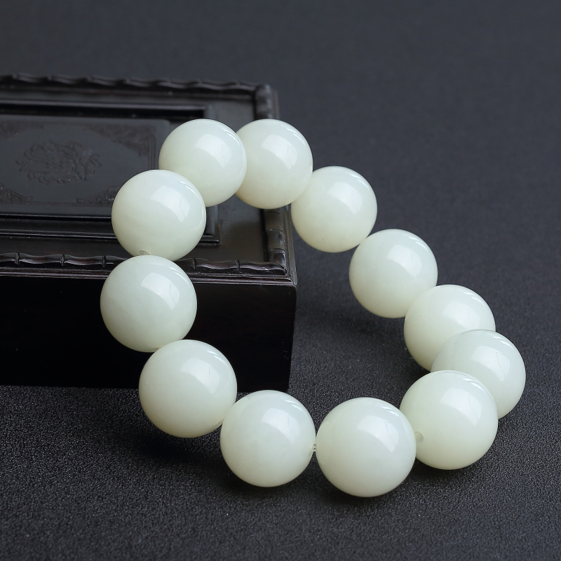 19mm和田白玉手串 - 红掌柜