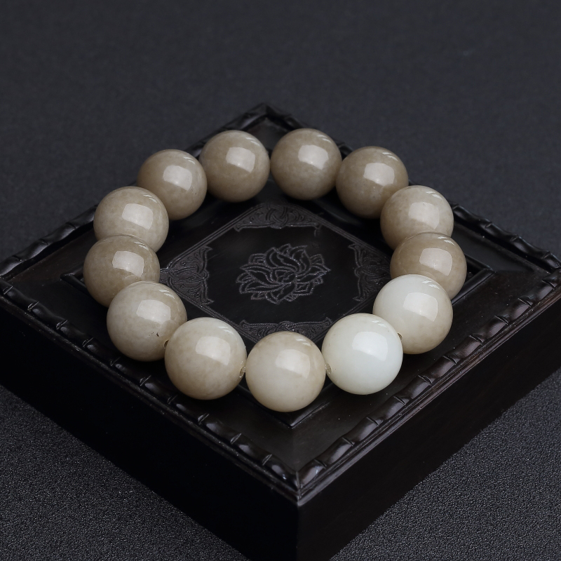 新疆17mm俏色和田玉手串 - 红掌柜