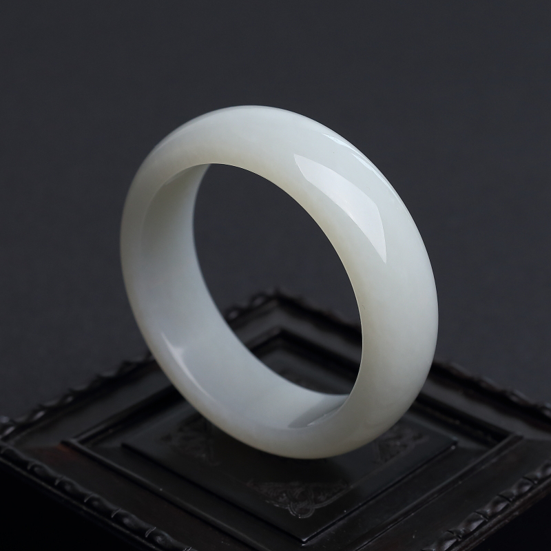 俄罗斯天然59.5#和田白玉手镯 - 红掌柜