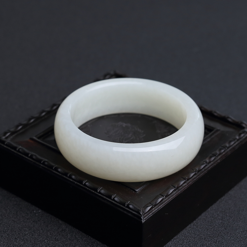 俄罗斯59.5#和田白玉手镯 - 红掌柜