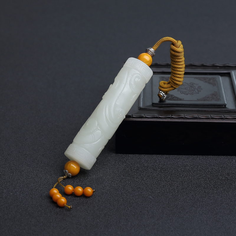 和田青白玉古龙吊坠 - 红掌柜