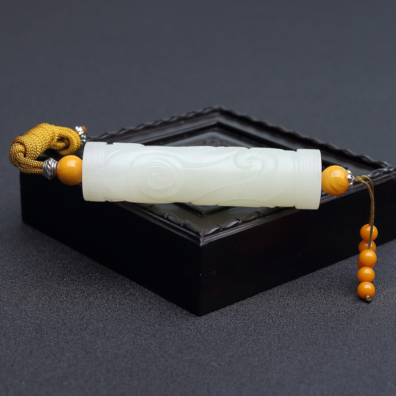 俄罗斯和田青白玉古龙吊坠 - 红掌柜