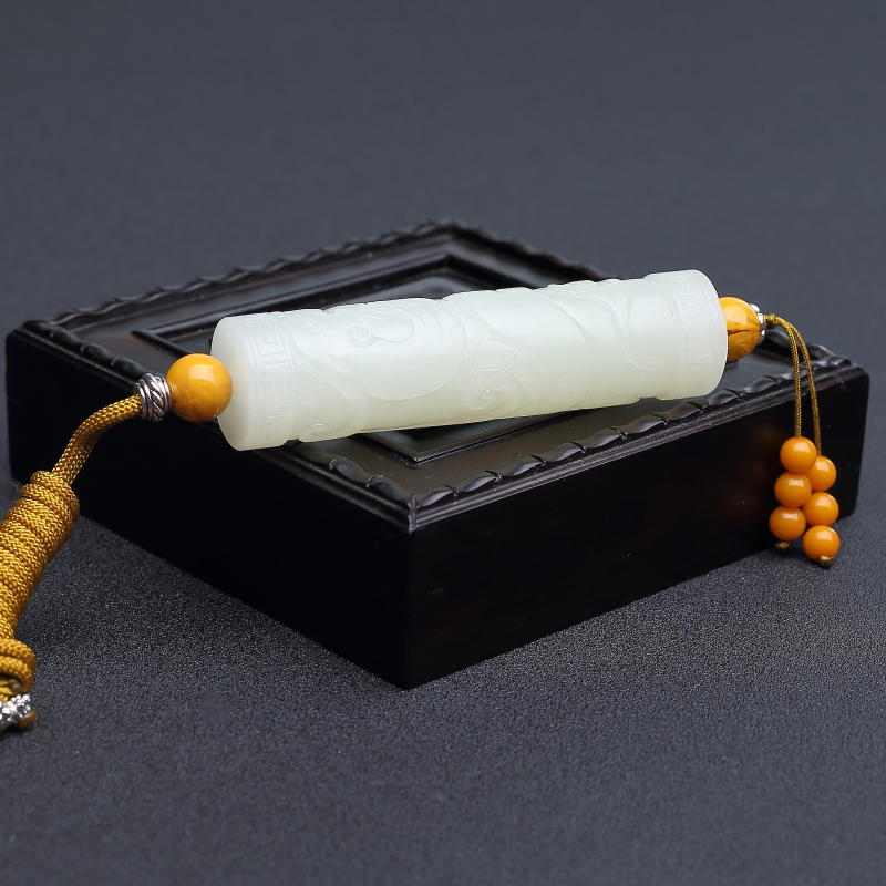 俄罗斯和田青白玉古龙挂件 - 红掌柜