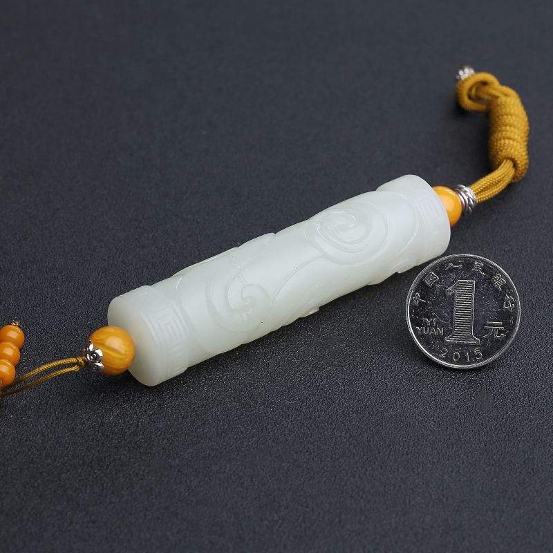 天然和田青白玉古龙挂件 - 红掌柜