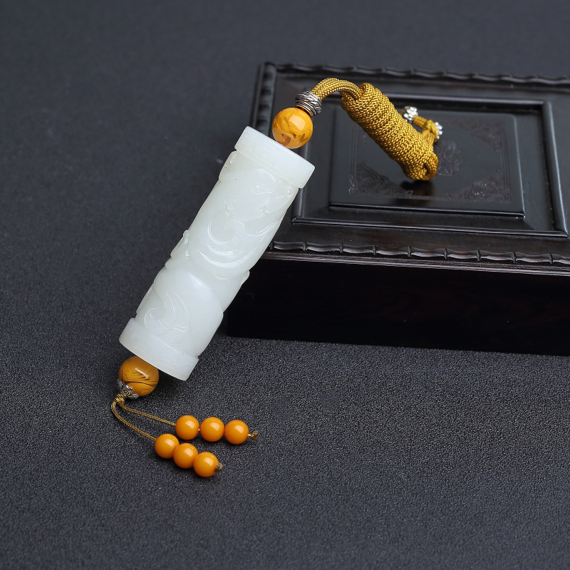 天然和田白玉古龙吊坠 - 红掌柜