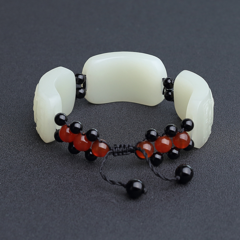 和田青白玉吉祥三宝手链 - 红掌柜