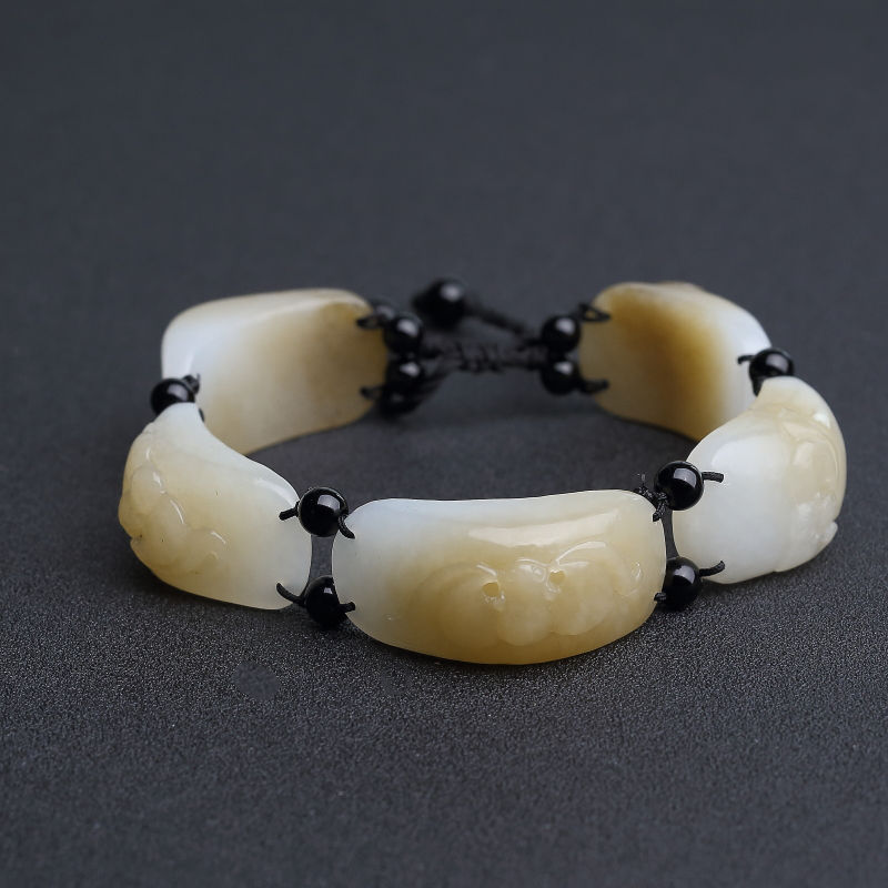 天然俏色和田玉福在眼前手链 - 红掌柜