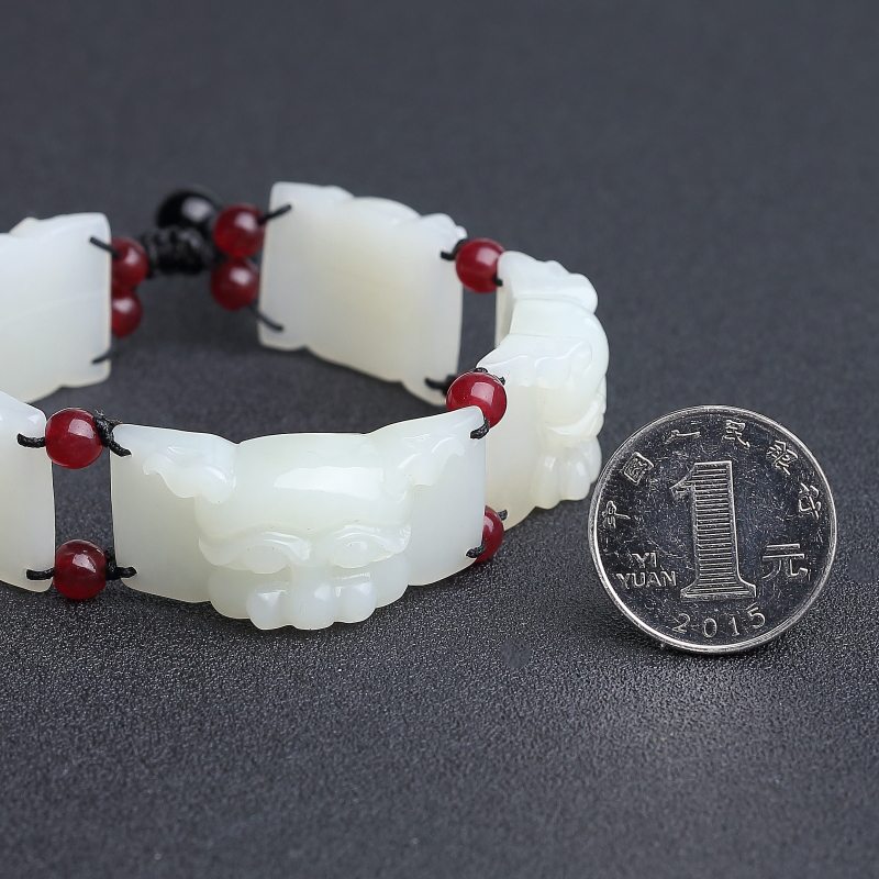 天然和田玉兽面手链 - 红掌柜