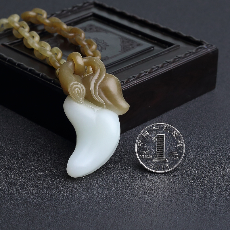 天然和田玉辣椒项链 - 红掌柜