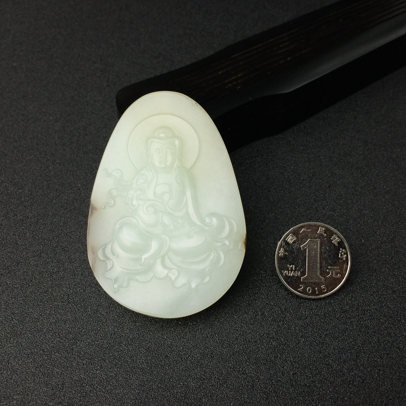 天然和田玉观音吊坠 - 红掌柜