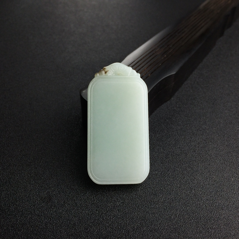 俄料天然山料和田玉无事牌吊坠-红掌柜