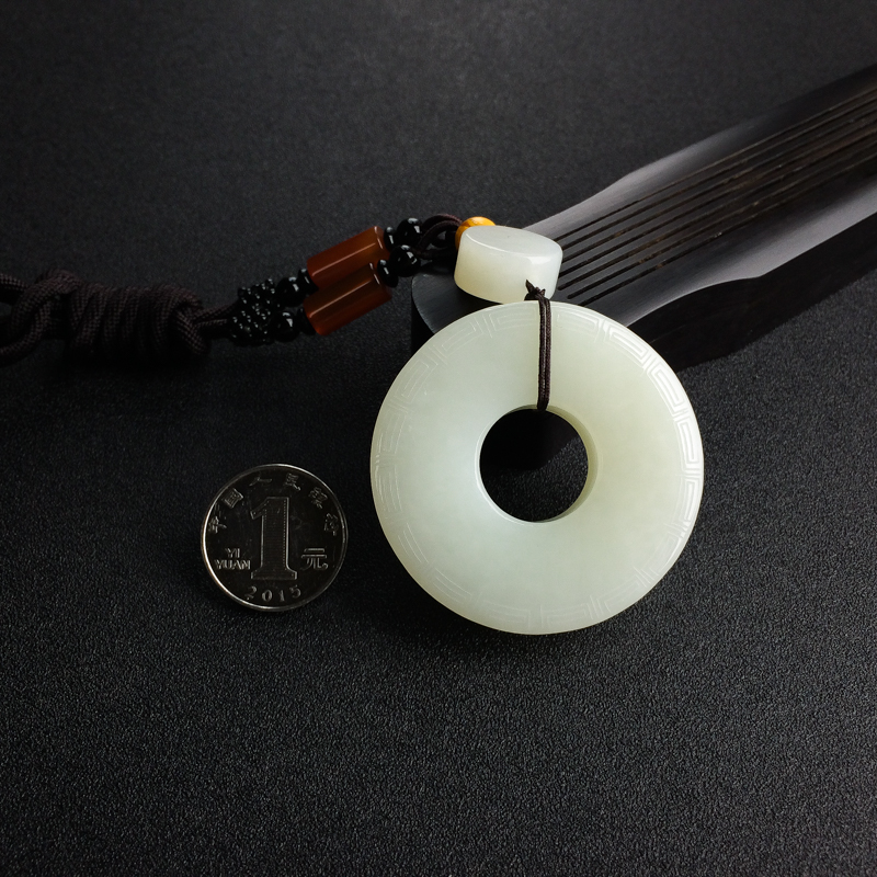 青白玉平安扣吊坠-红掌柜