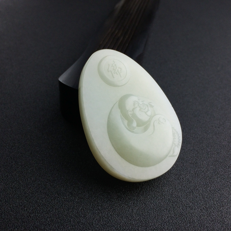 天然山料青白玉福在眼前吊坠-红掌柜