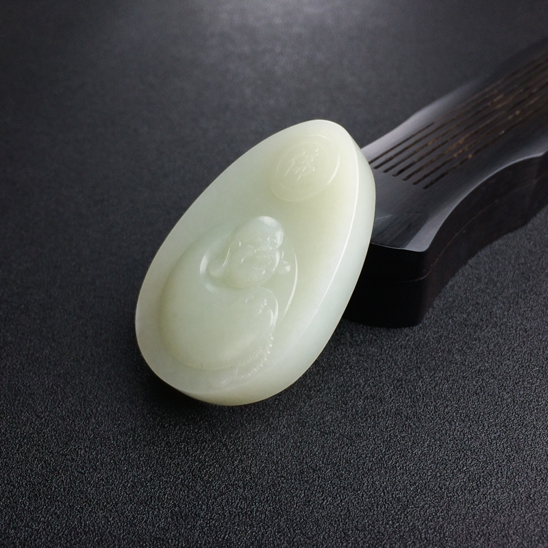 俄料山料青白玉福在眼前吊坠-红掌柜