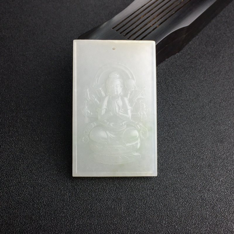 俄料天然山料白玉千手观音牌吊坠-红掌柜