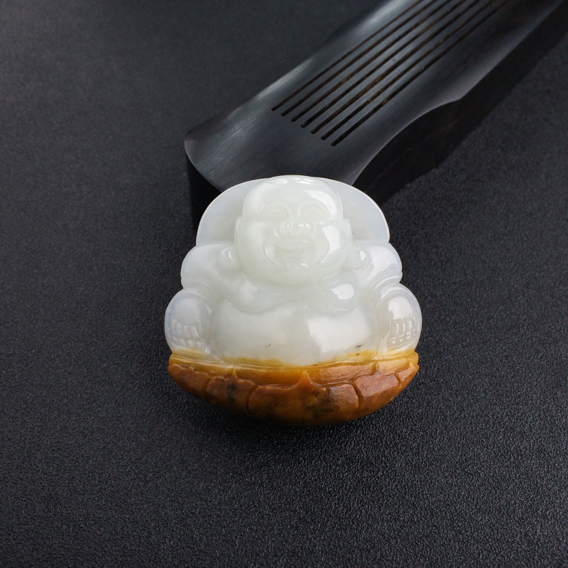 俄料天然山料俏色弥勒佛吊坠-红掌柜