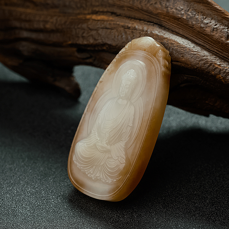 天然俏色和田玉大日如来吊坠 - 红掌柜