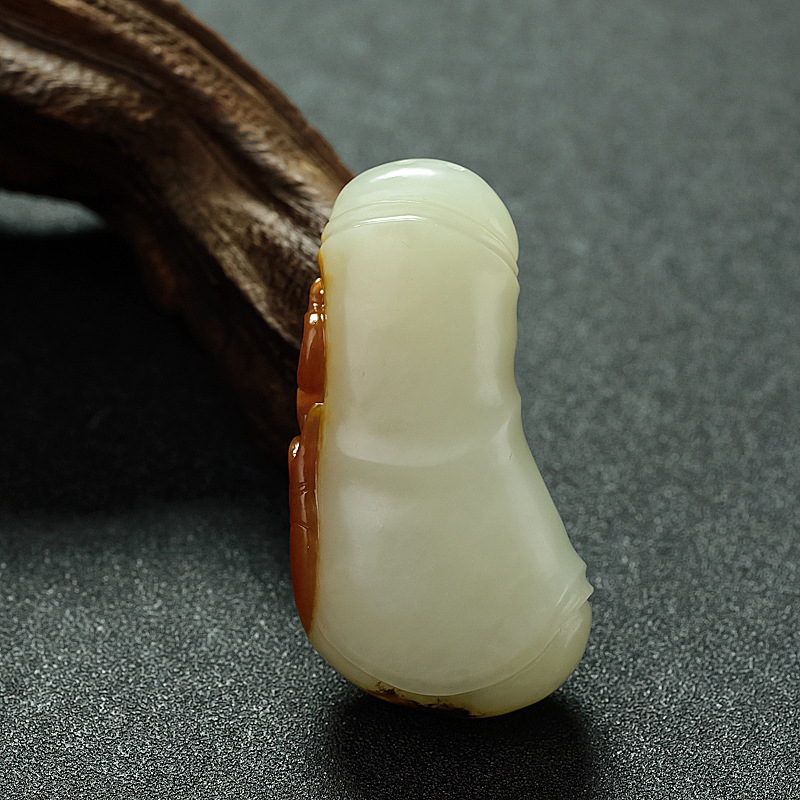 俏色和田玉竹节吊坠 - 红掌柜