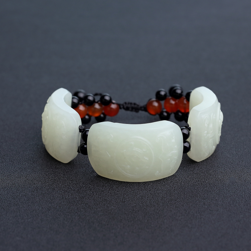俄料青白玉山料兽面手链-红掌柜