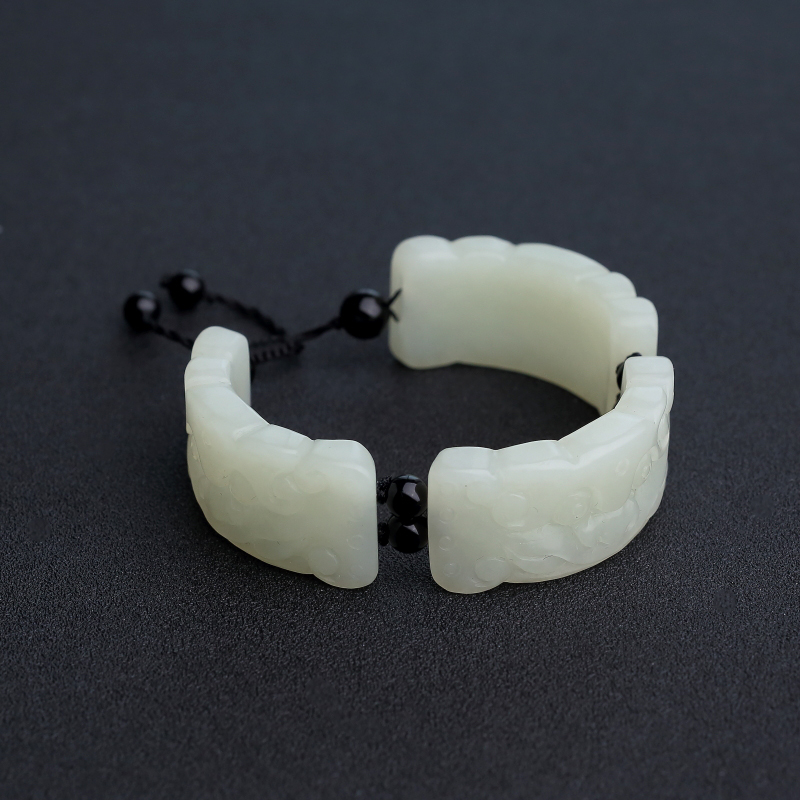 俄料青白玉兽面手链-红掌柜