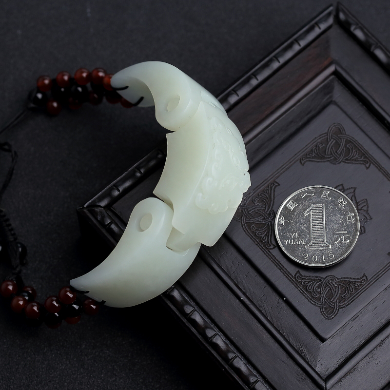 天然青白玉兽面手链-红掌柜
