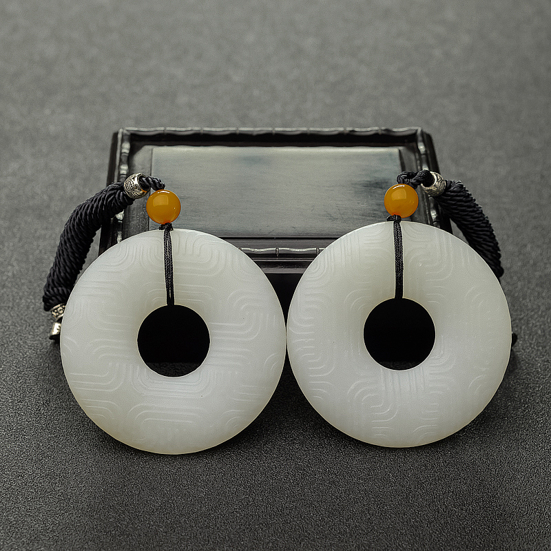 俄料山料白玉平安扣吊坠-红掌柜