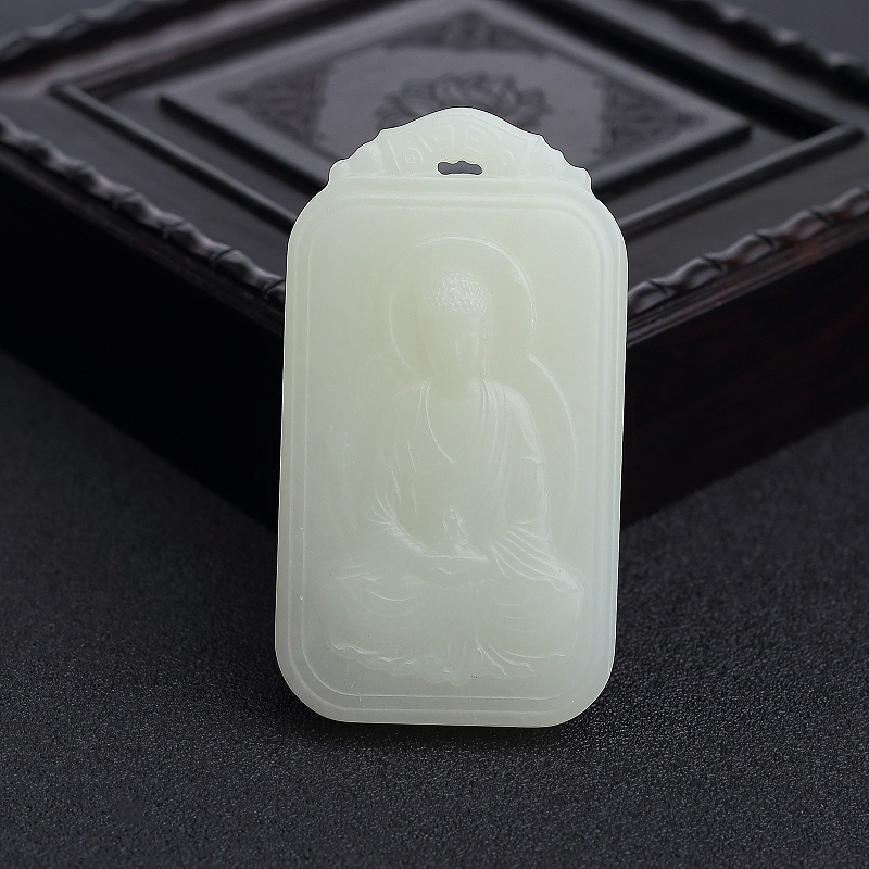 山料天然和田白玉大日如来吊坠-红掌柜