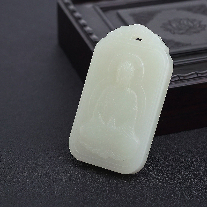 天然和田白玉大日如来吊坠-红掌柜