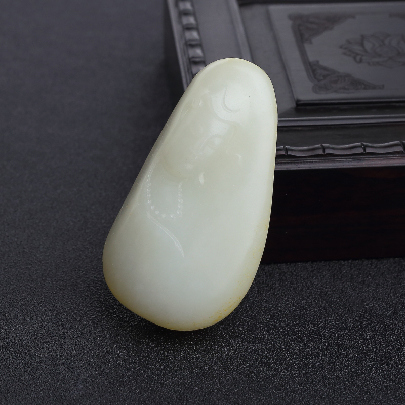 天然和田白玉观音吊坠-红掌柜