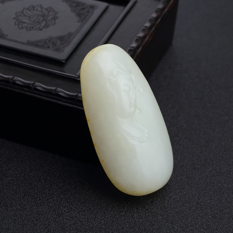 山料和田白玉观音吊坠-红掌柜