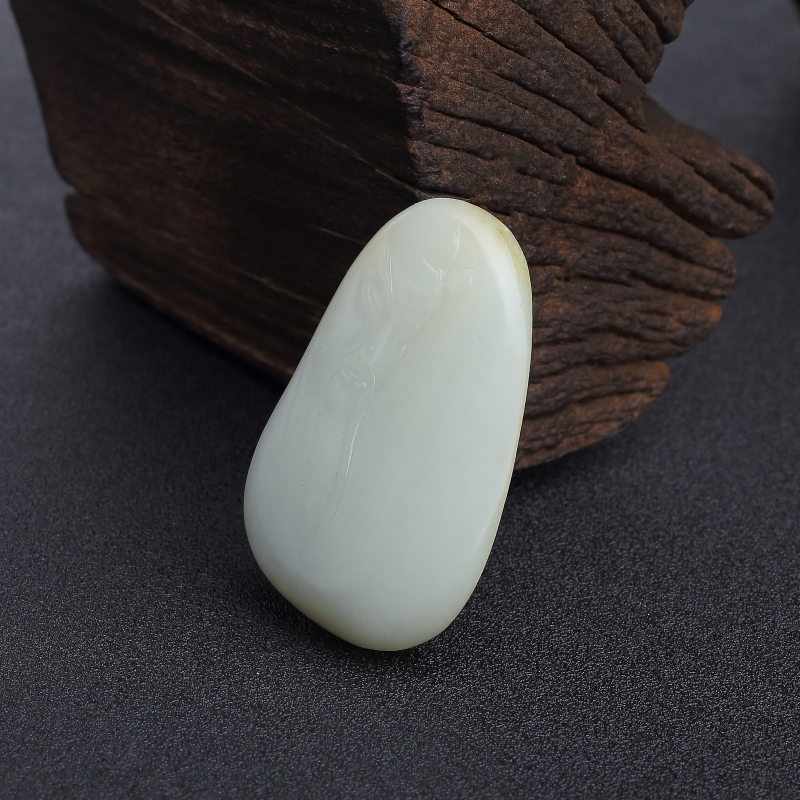 天然和田青白玉关公吊坠-红掌柜