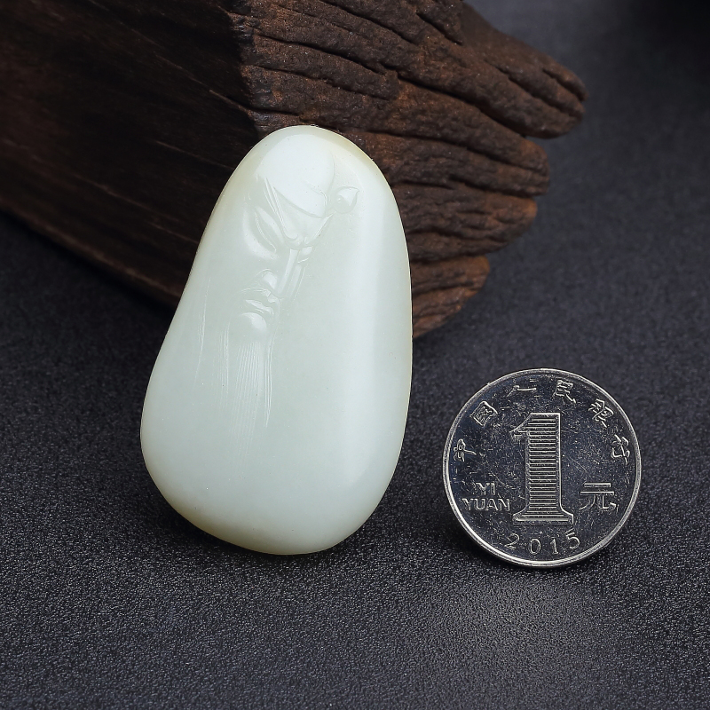 山料和田青白玉吊坠-红掌柜