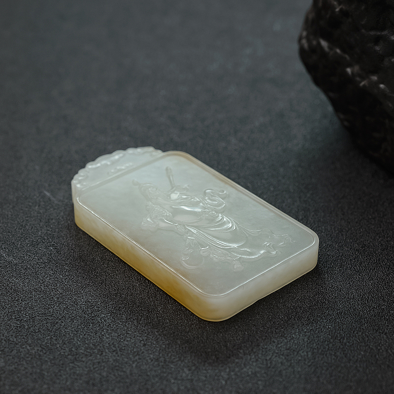 俄罗斯和田玉关公吊坠-红掌柜