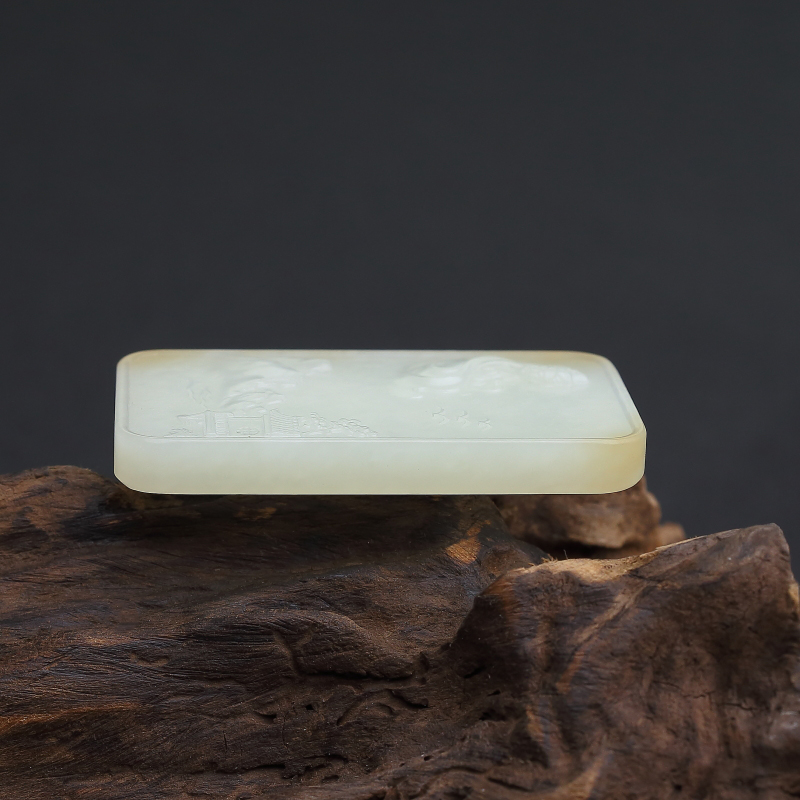 山料和田玉山水意境牌吊坠-红掌柜