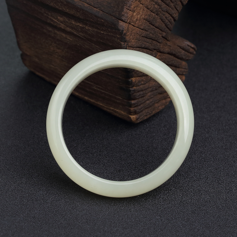 57mm山料和田青白玉平安镯-红掌柜