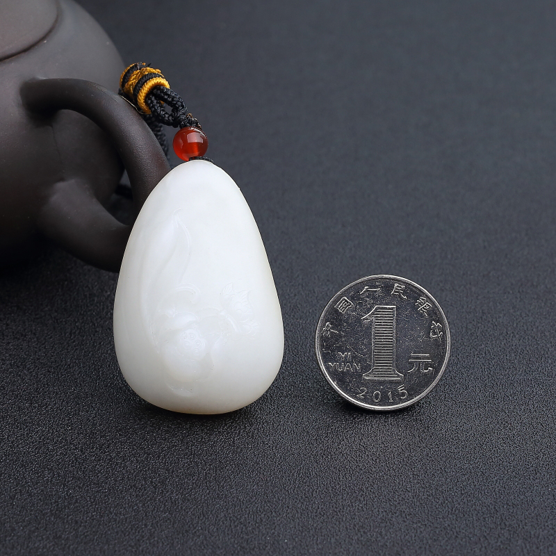 山料和田白玉蝶恋花吊坠-红掌柜