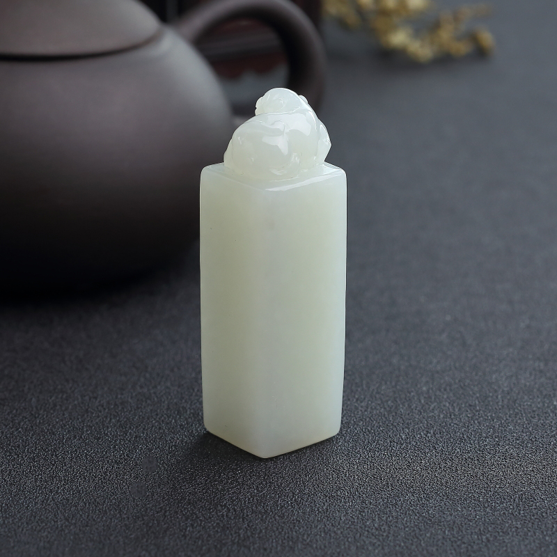 俄罗斯山料和田白玉貔貅印章-红掌柜